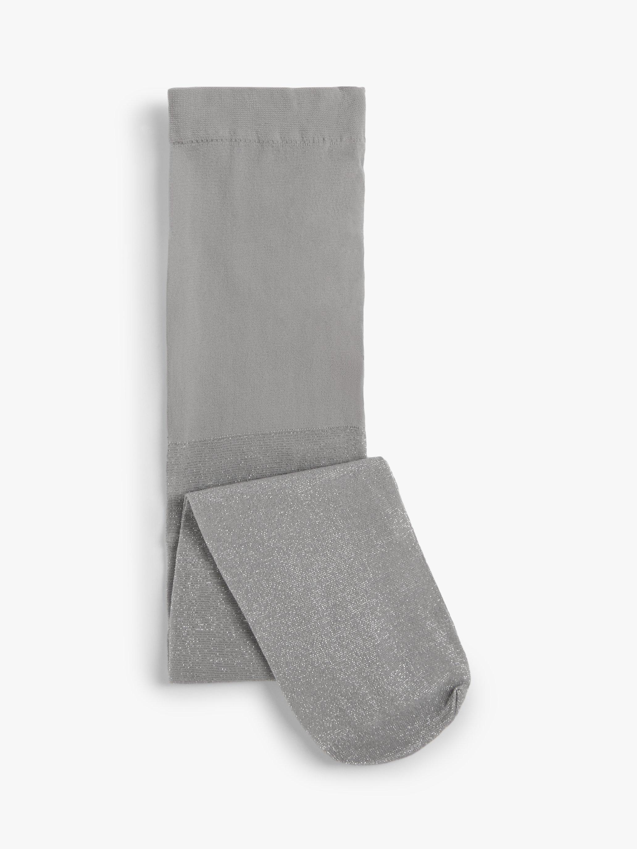 John Lewis Kids' Glitter Tights, Metallic/Silver