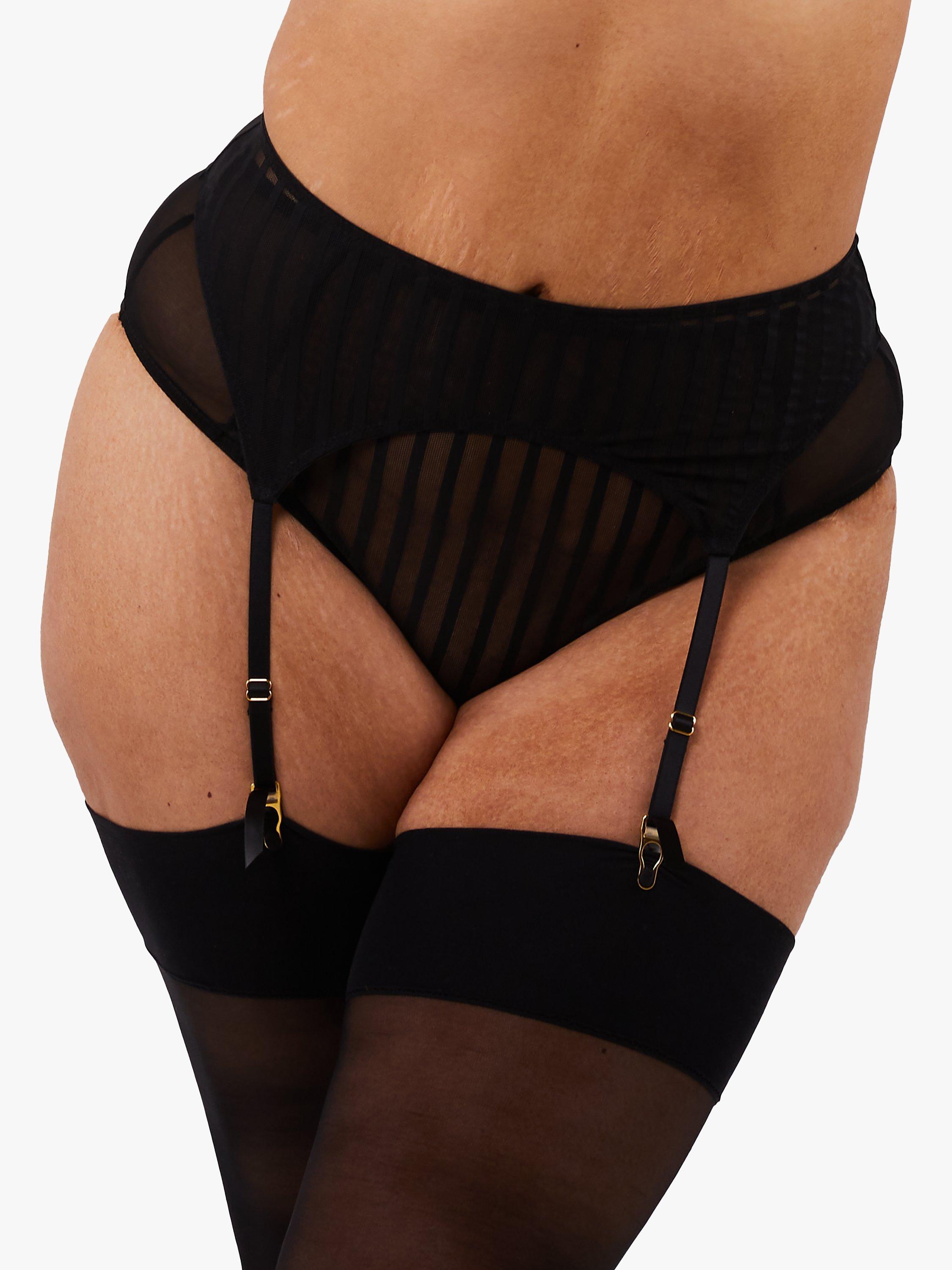 Playful Promises Presley Stripe and Lace Trim Suspender Belt