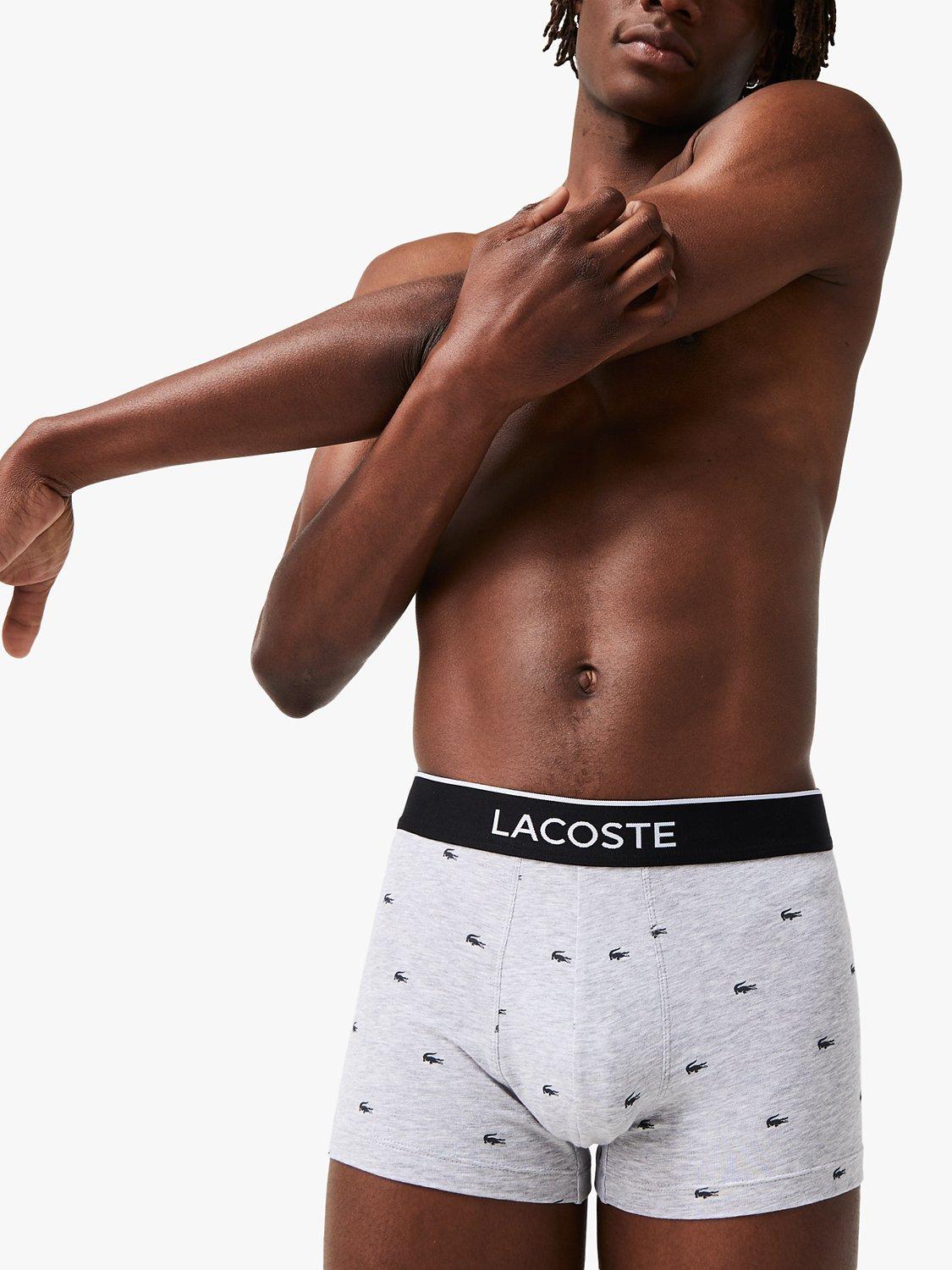 Product image 4 of 5, which shows Lacoste Signature Trunks, Pack of 3, Black/White/Grey, S