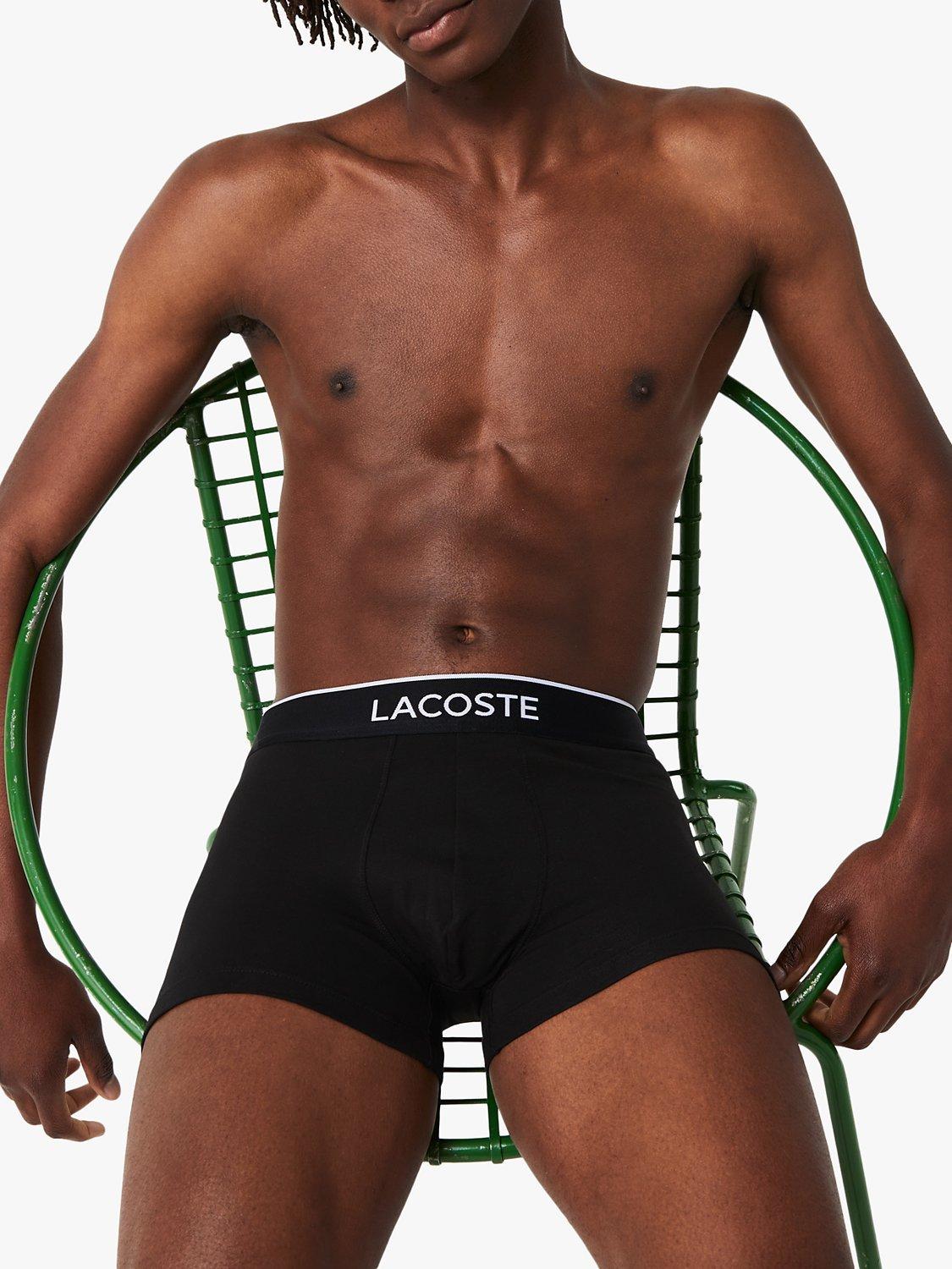 Product image 5 of 5, which shows Lacoste Signature Trunks, Pack of 3, Black/White/Grey, S