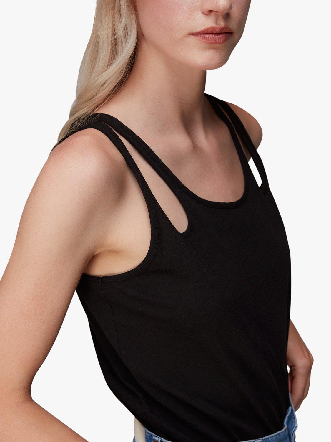 Whistles Raven Organic Cotton Double Strap Sleeveless Top
