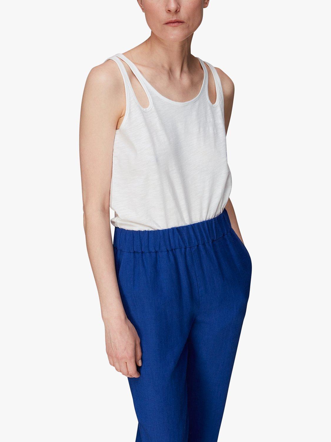 Whistles Raven Organic Cotton Double Strap Sleeveless Top, White 