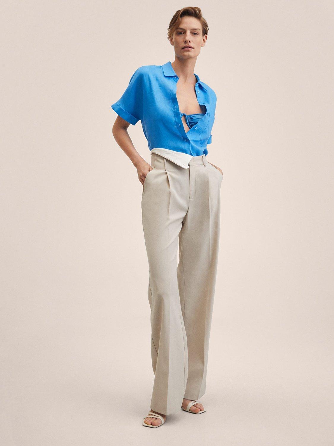 Product image 2 of 5, which shows Mango Pai Linen Shirt, Pastel Blue, 4