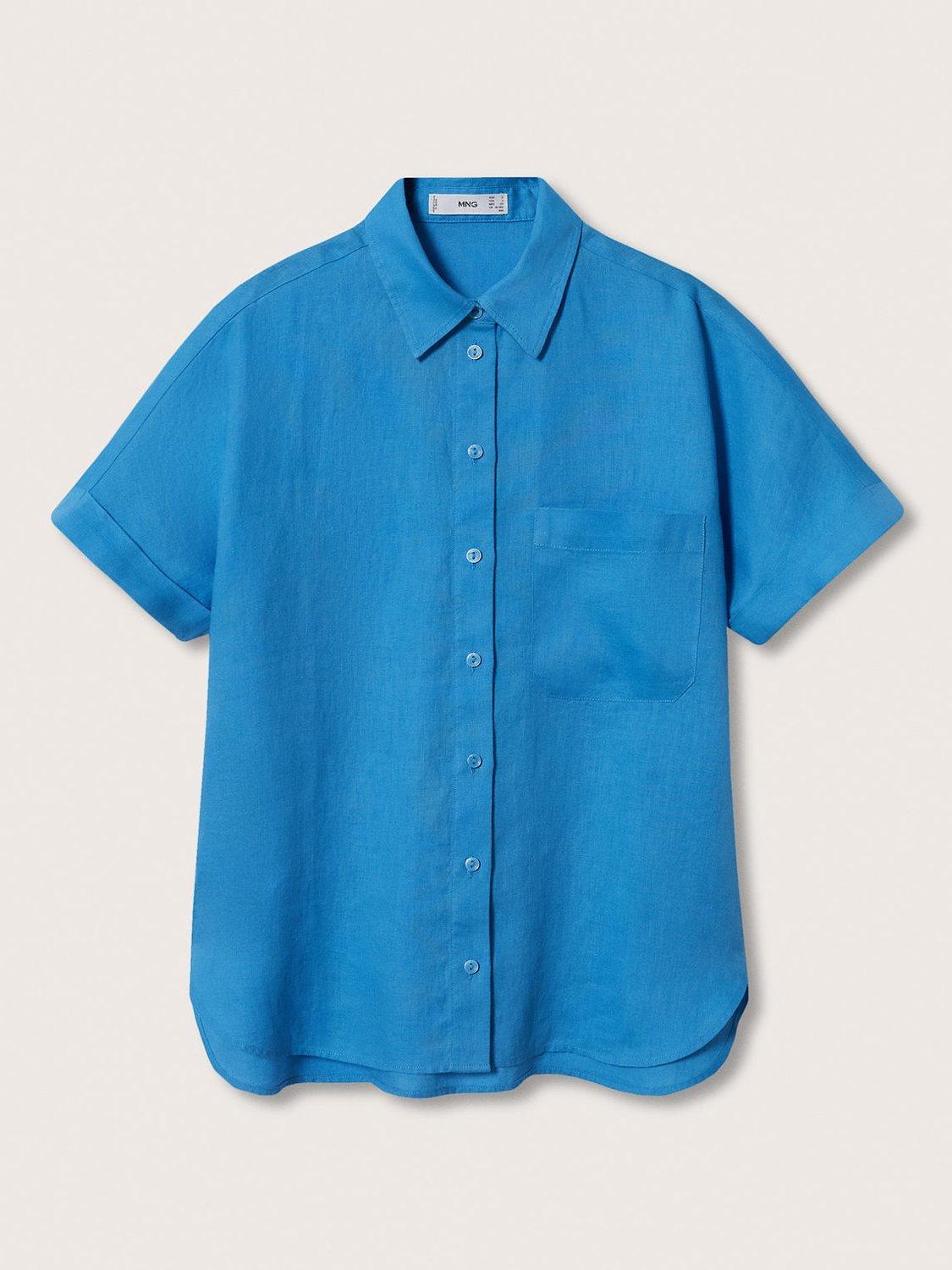 Product image 3 of 5, which shows Mango Pai Linen Shirt, Pastel Blue, 4