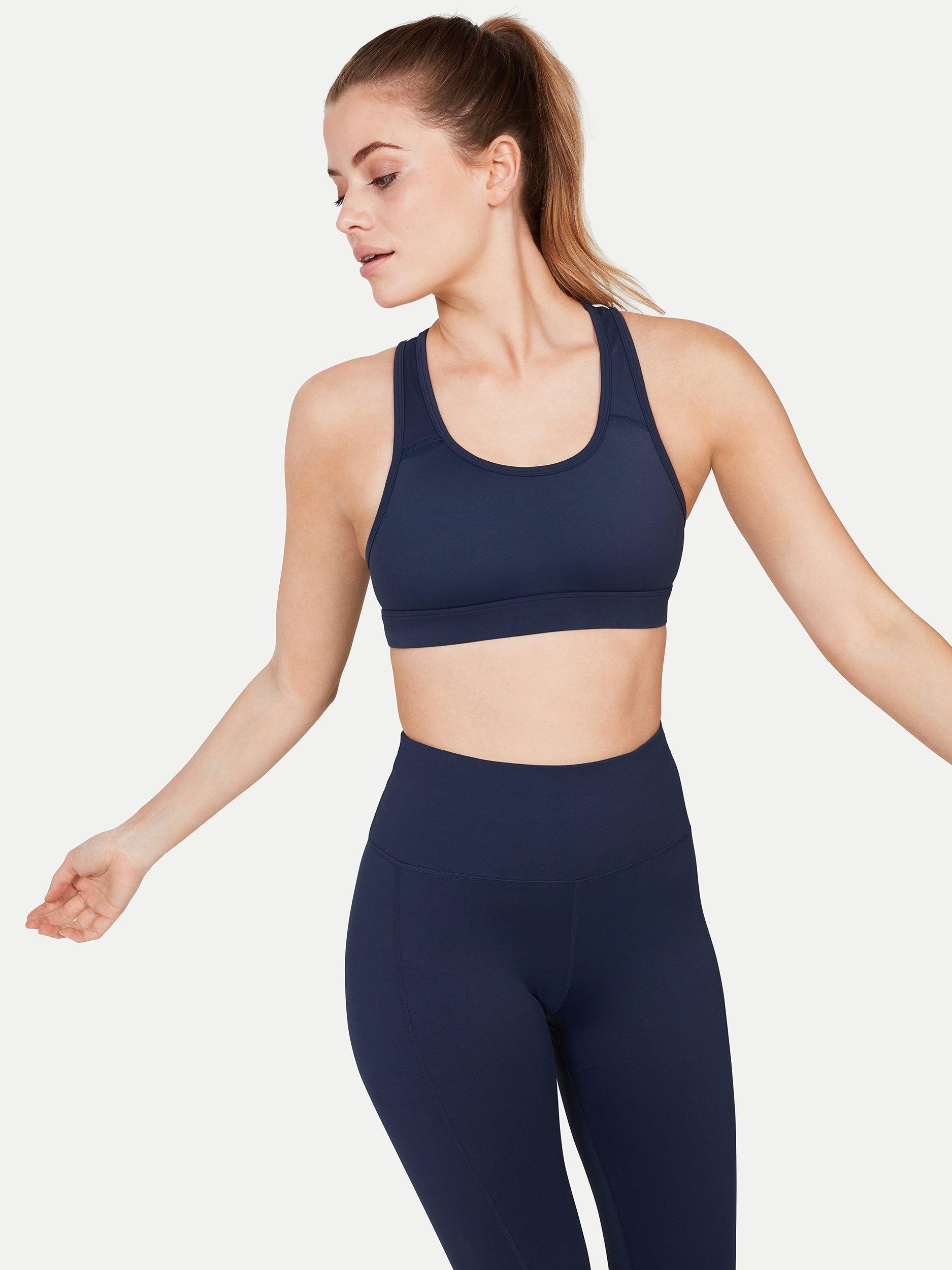Product image 1 of 2, which shows Pocket Sport Impasto Plain Sports Bra, Navy, XS