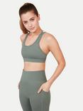 Pocket Sport Impasto Plain Sports Bra, Sage