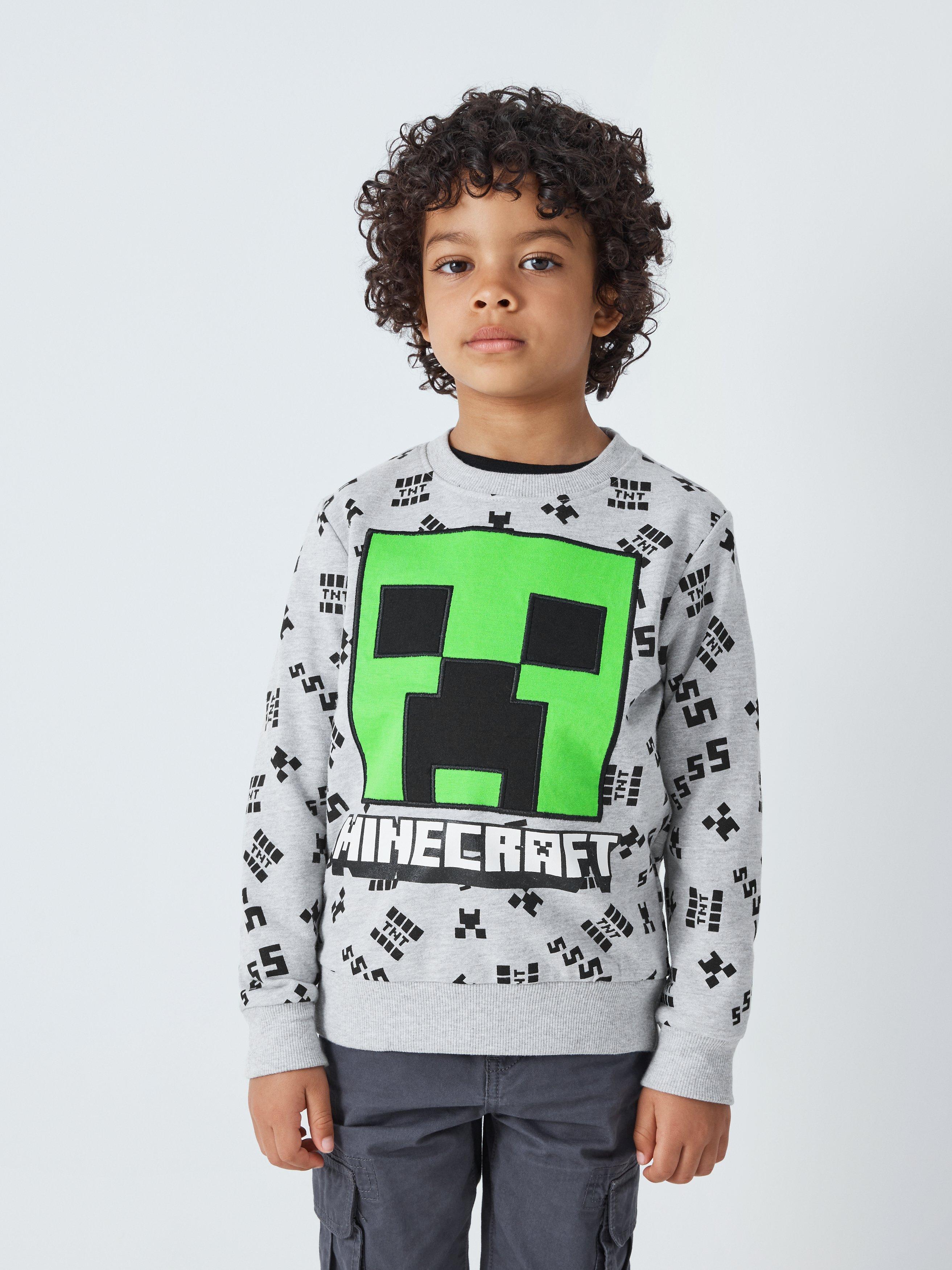 Fabric Flavours Kids' Minecraft Sweatshirt, Grey