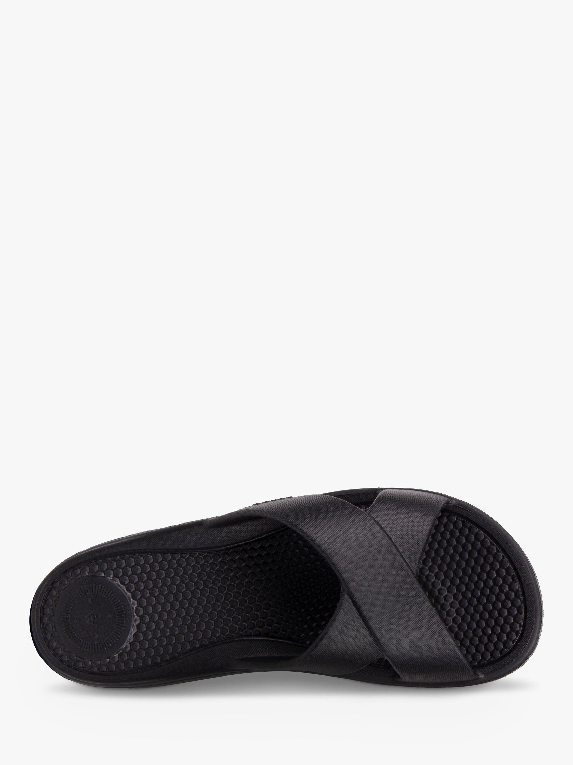 Product image 3 of 5, which shows totes SOLBOUNCE Cross Strap Slider Sandals, Black, 4
