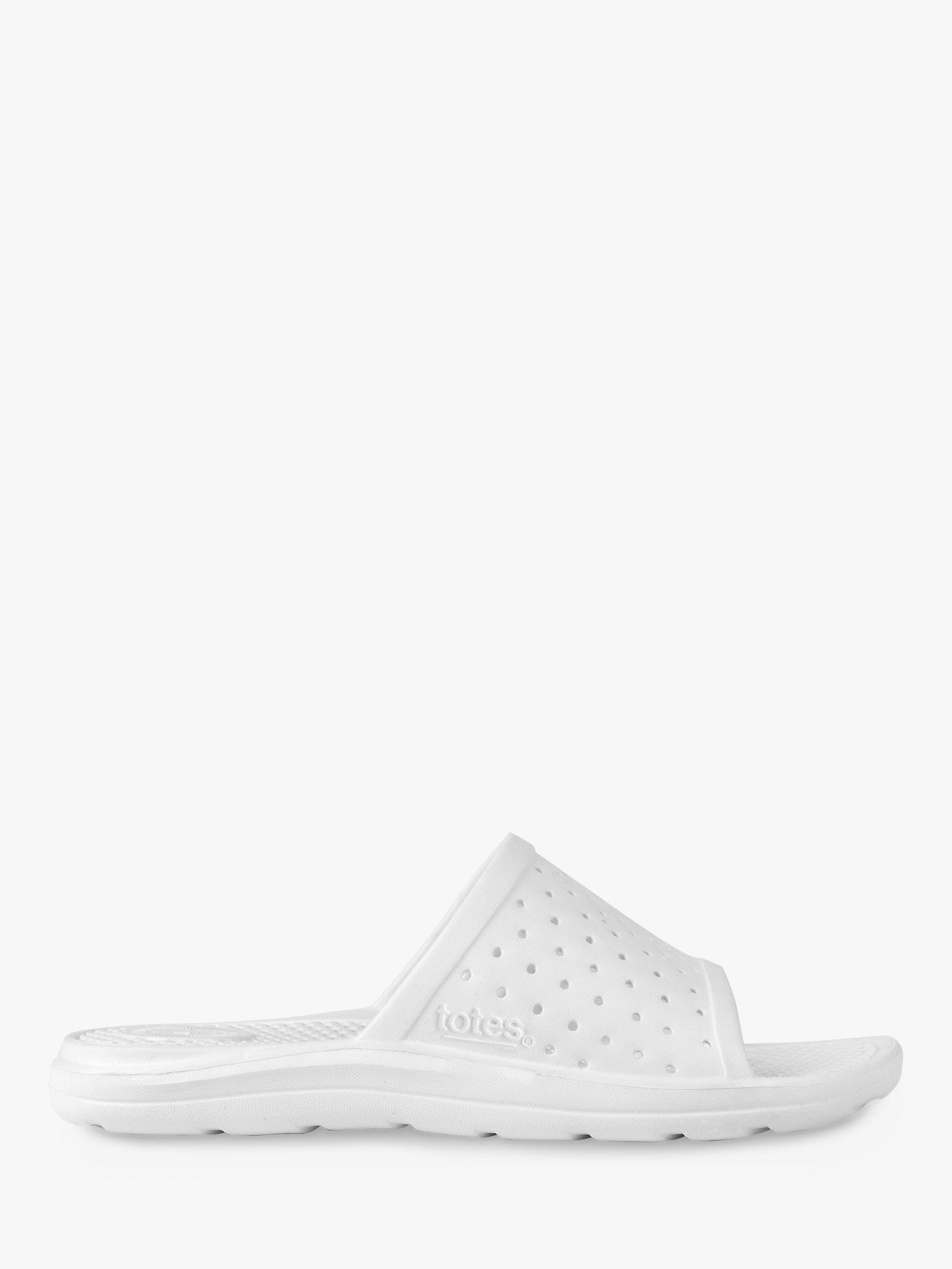totes SOLBOUNCE Perforated Slider Sandals, White