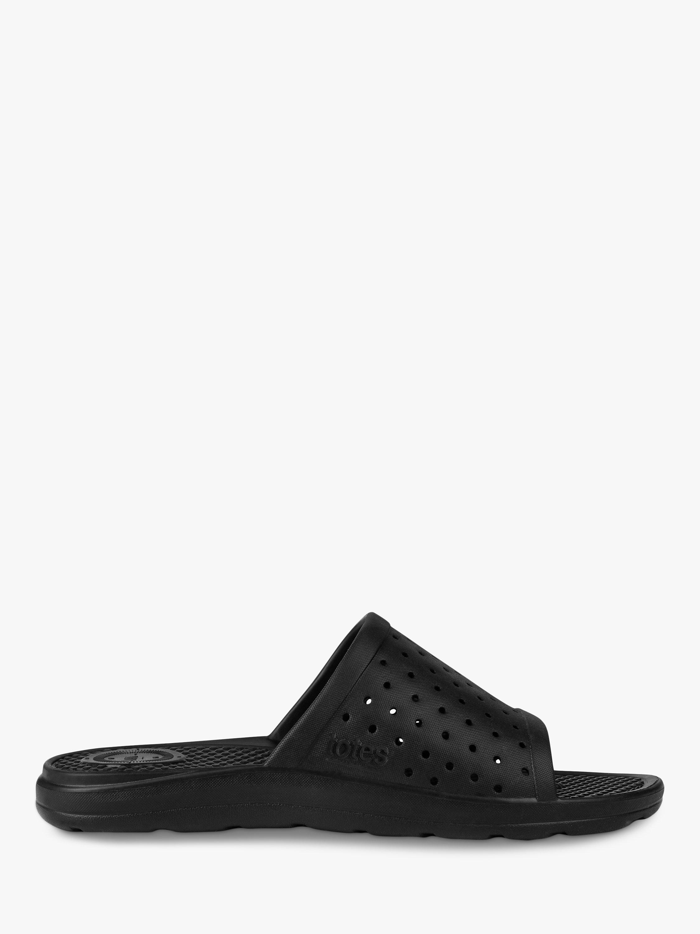 totes SOLBOUNCE Perforated Slider Sandals, Black