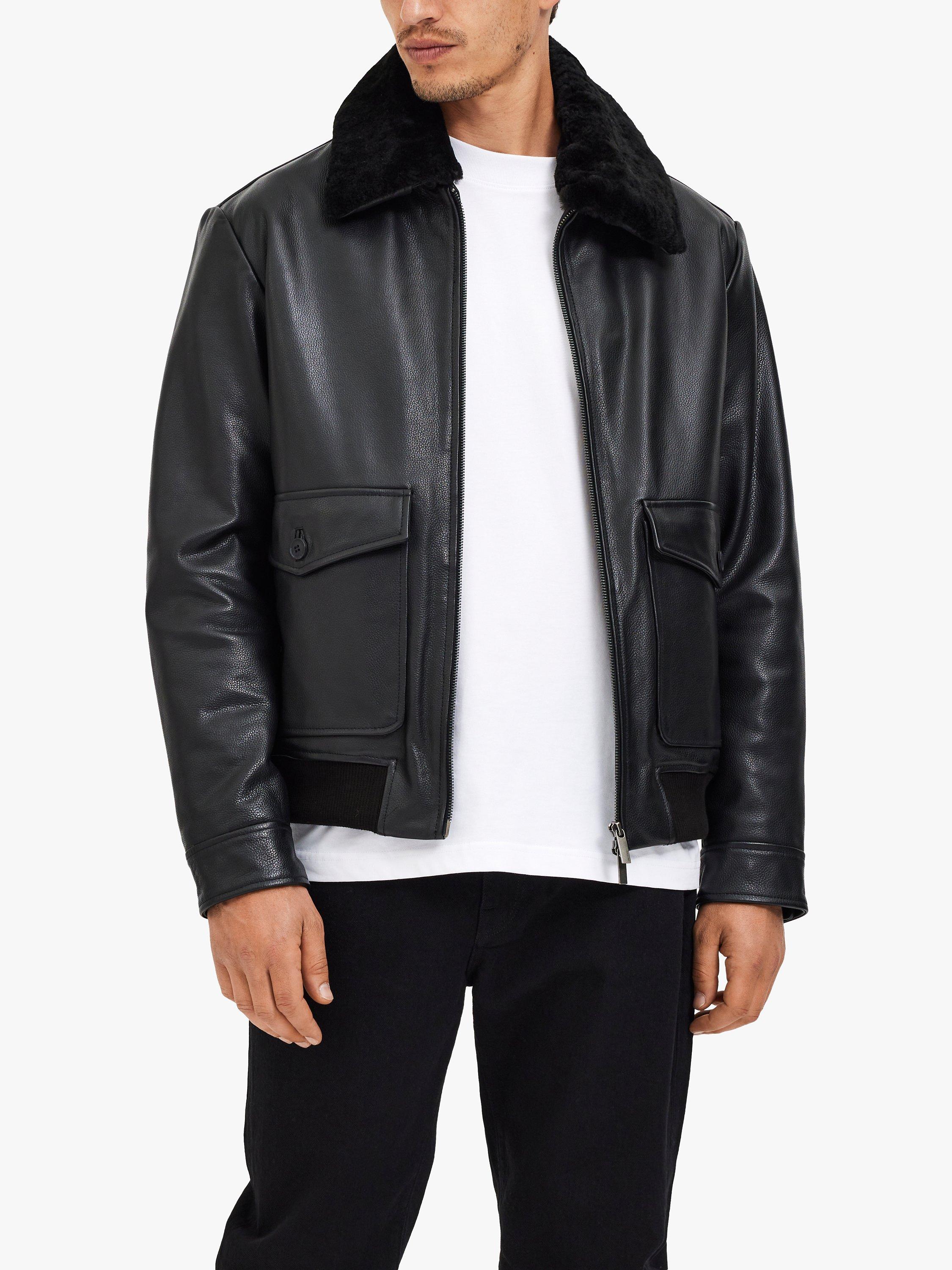 SELECTED HOMME Shearling Jacket, Black