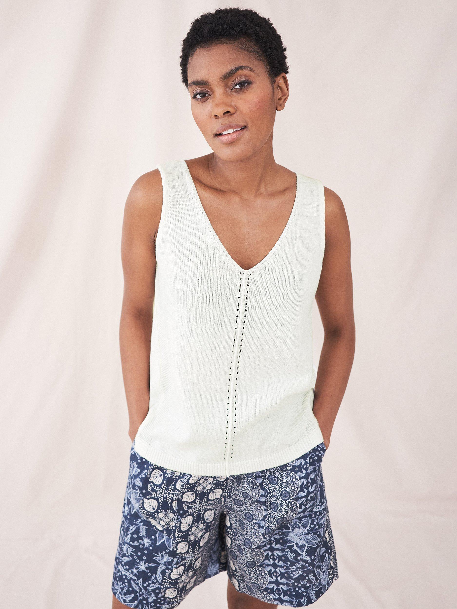 White Stuff Tallulah Knitted Linen Blend Vest, White