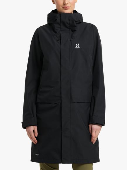 Haglöfs Aria Women's Long Waterproof Hooded Parka Jacket, True Black
