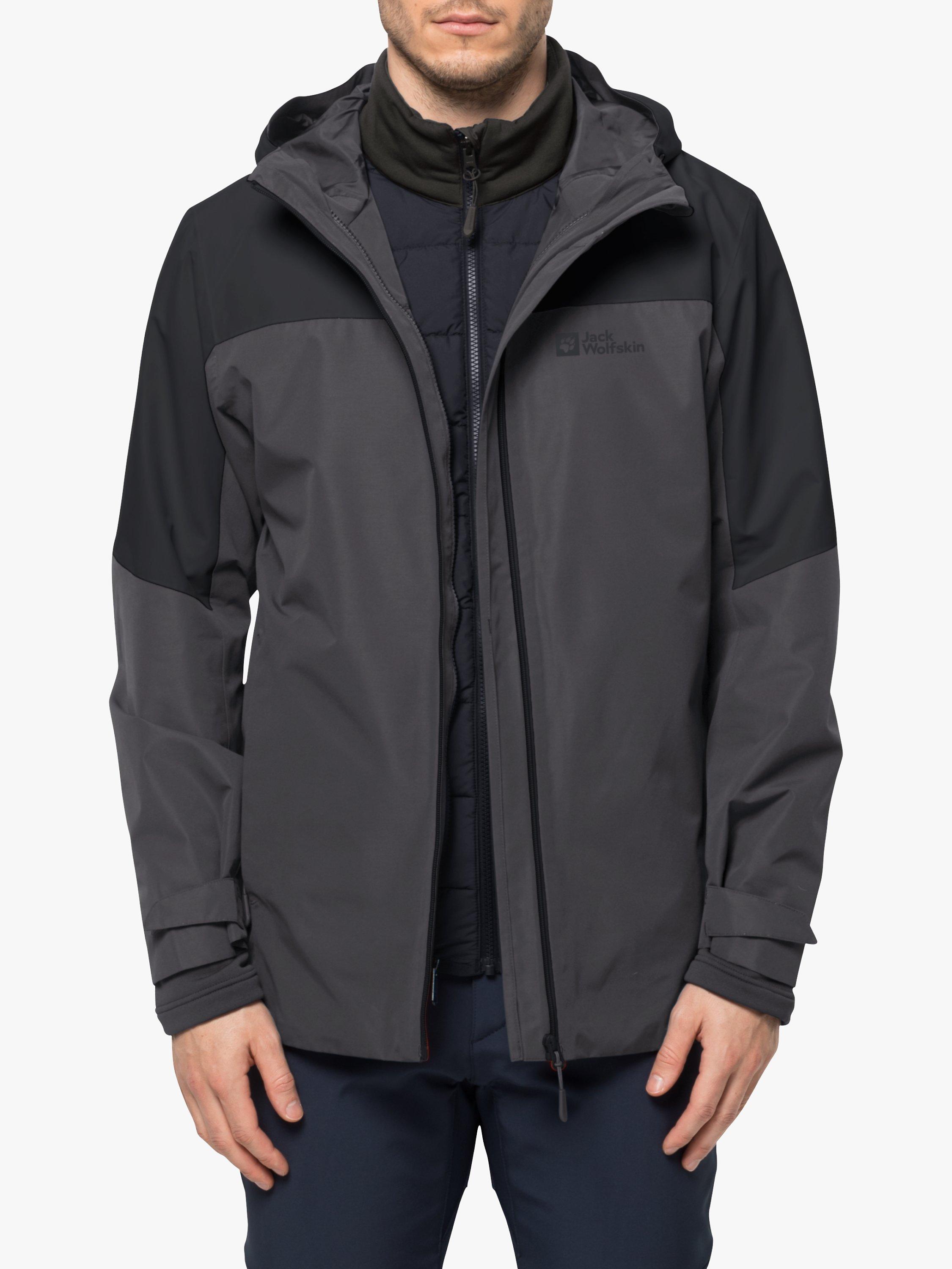 Jack Wolfskin Glaabach 3-in-1 Men's Waterproof Jacket, Black/Grey