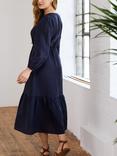 Baukjen Maxine Drawstring Midi Dress, Navy