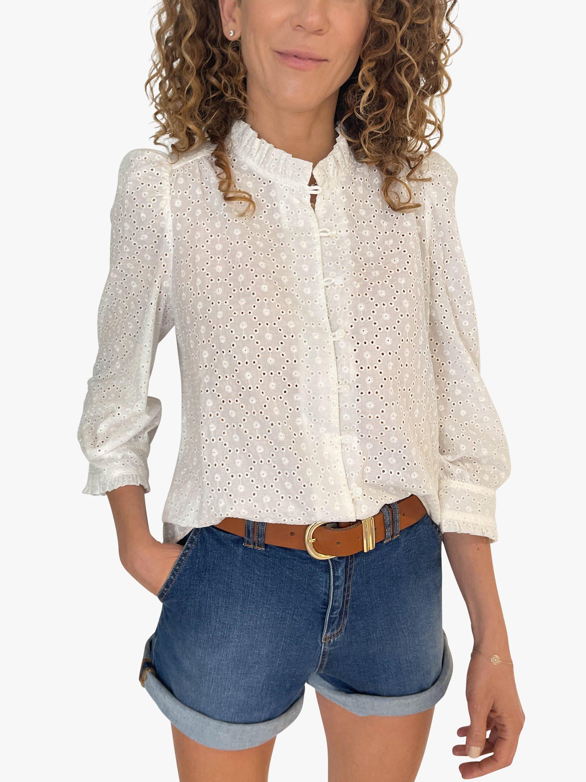 Baukjen Ishbel Broderie Anglaise Puff Sleeve Blouse, Pure White