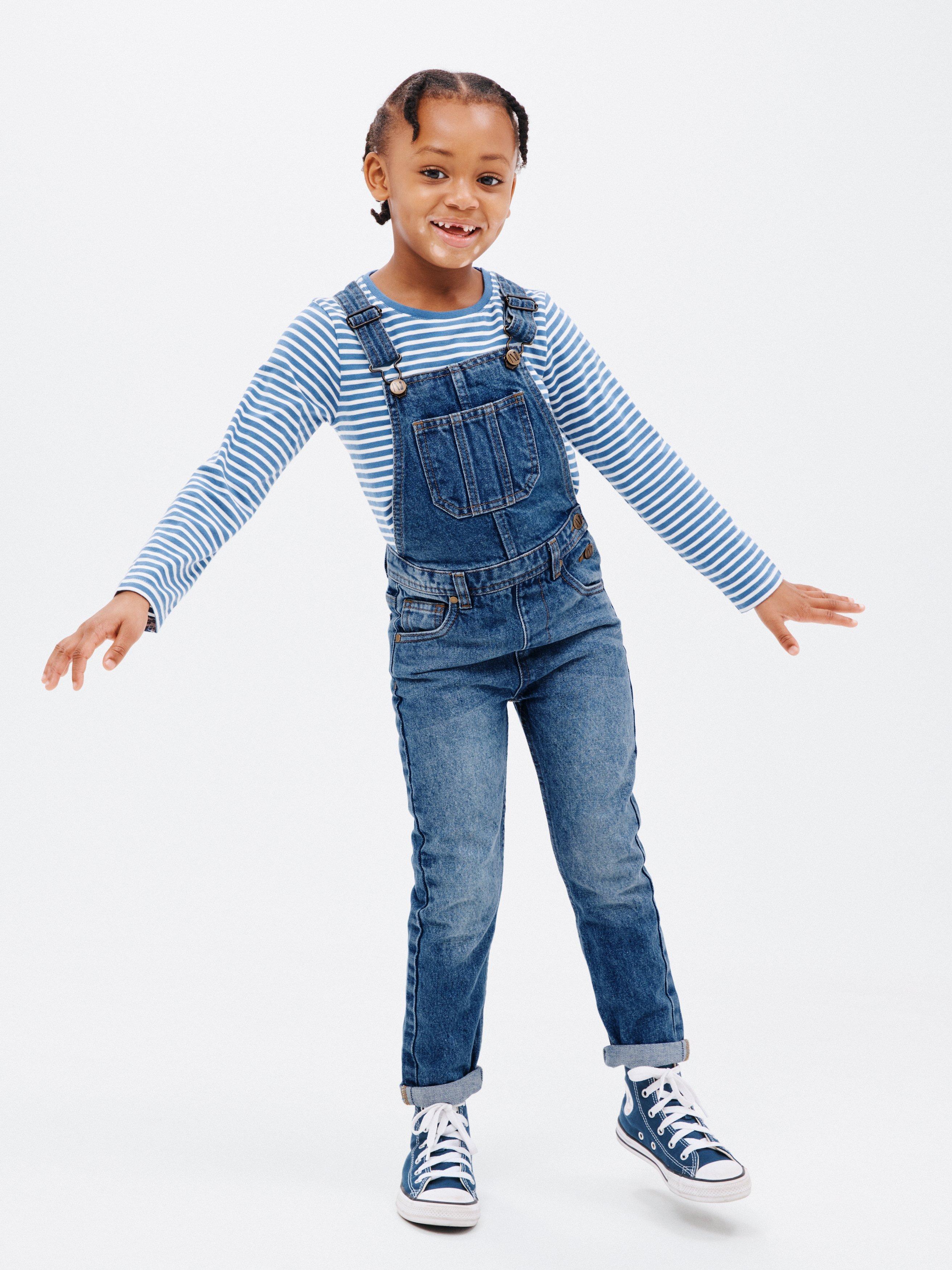 John Lewis Kids' Mid Denim Dungarees, Blue