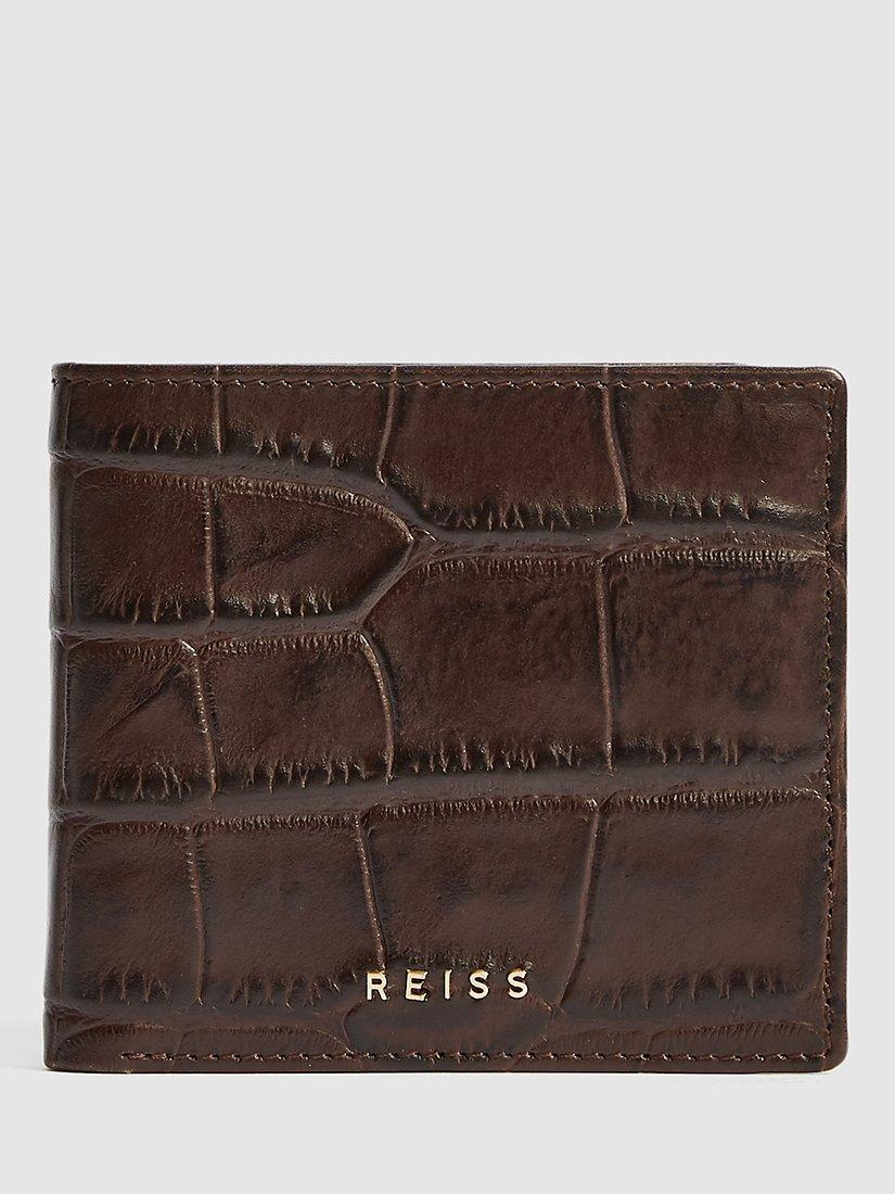 Reiss Cabot Leather Wallet, Chocolate