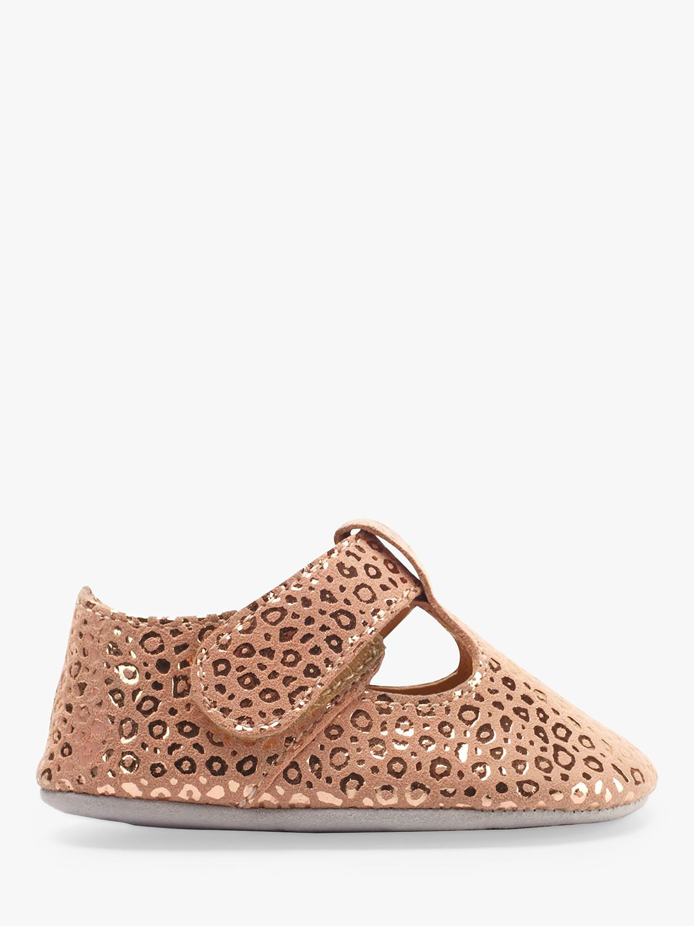 Product image 1 of 6, which shows Start-Rite Kids' Rhyme Leopard Pre-Walker Shoes, Rose Gold, 0-3 months