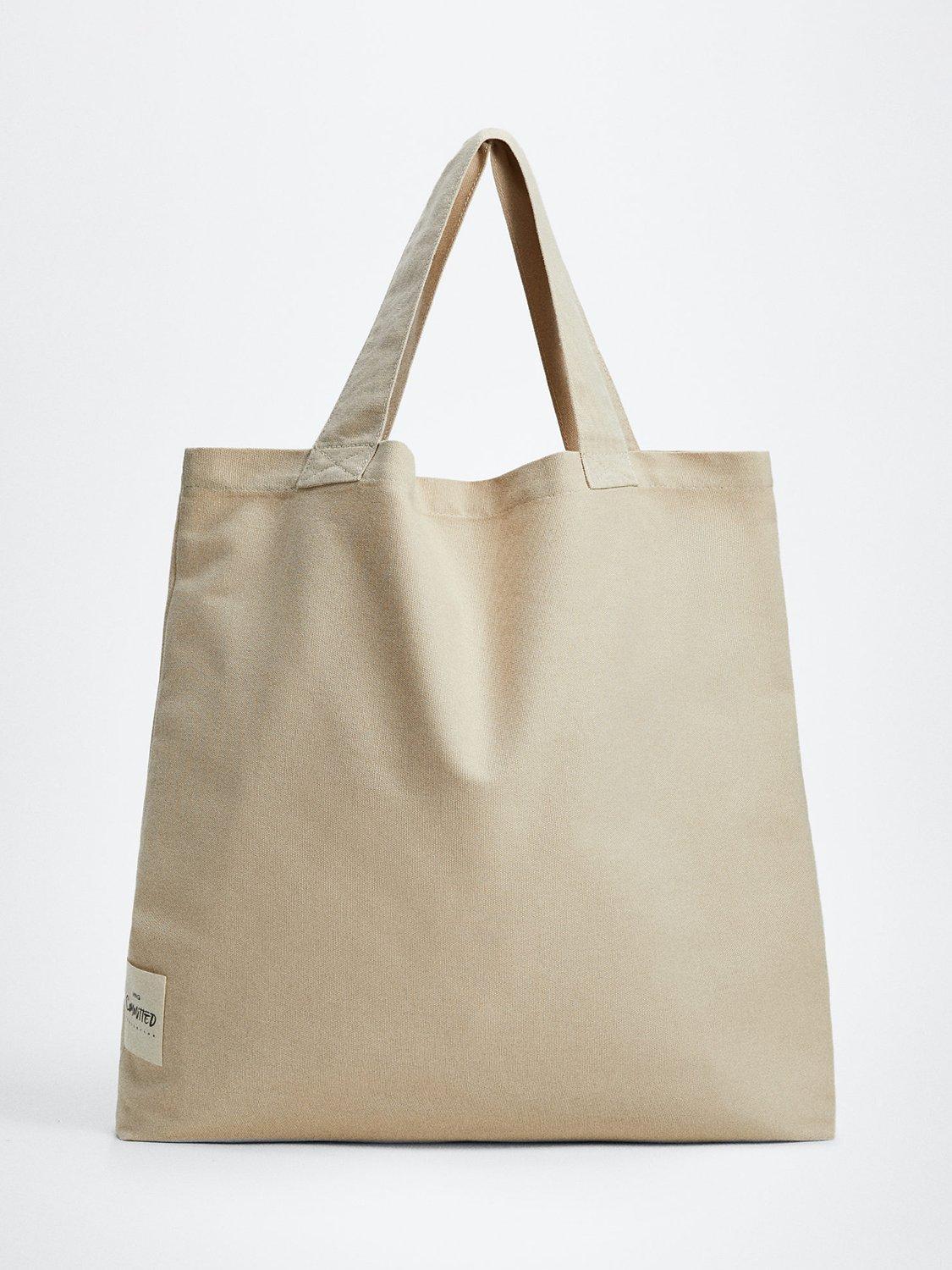 Mango Nuova Cotton Tote Shopper Bag, Beige