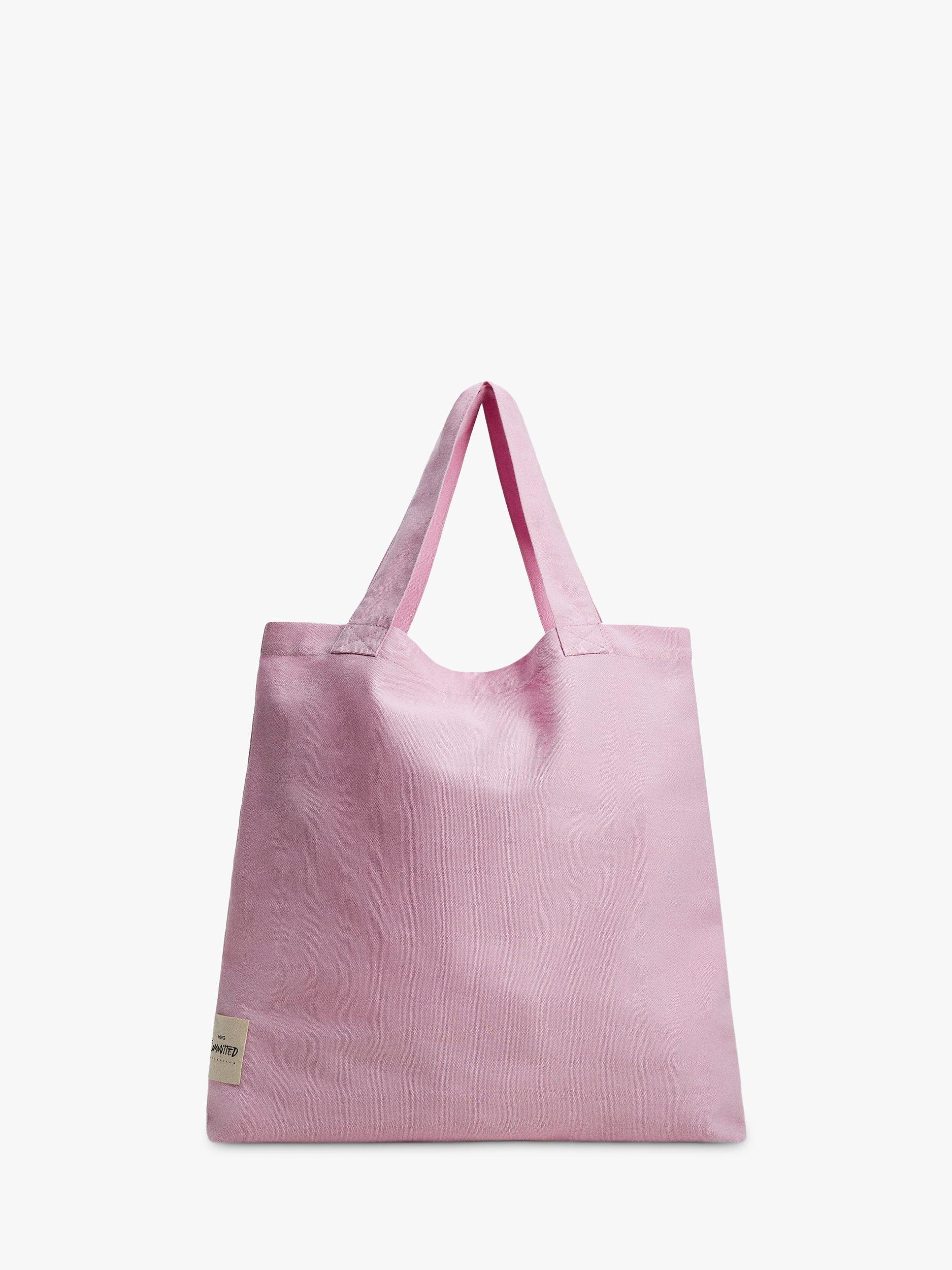 Mango Nuova Cotton Tote Shopper Bag, Pastel Pink