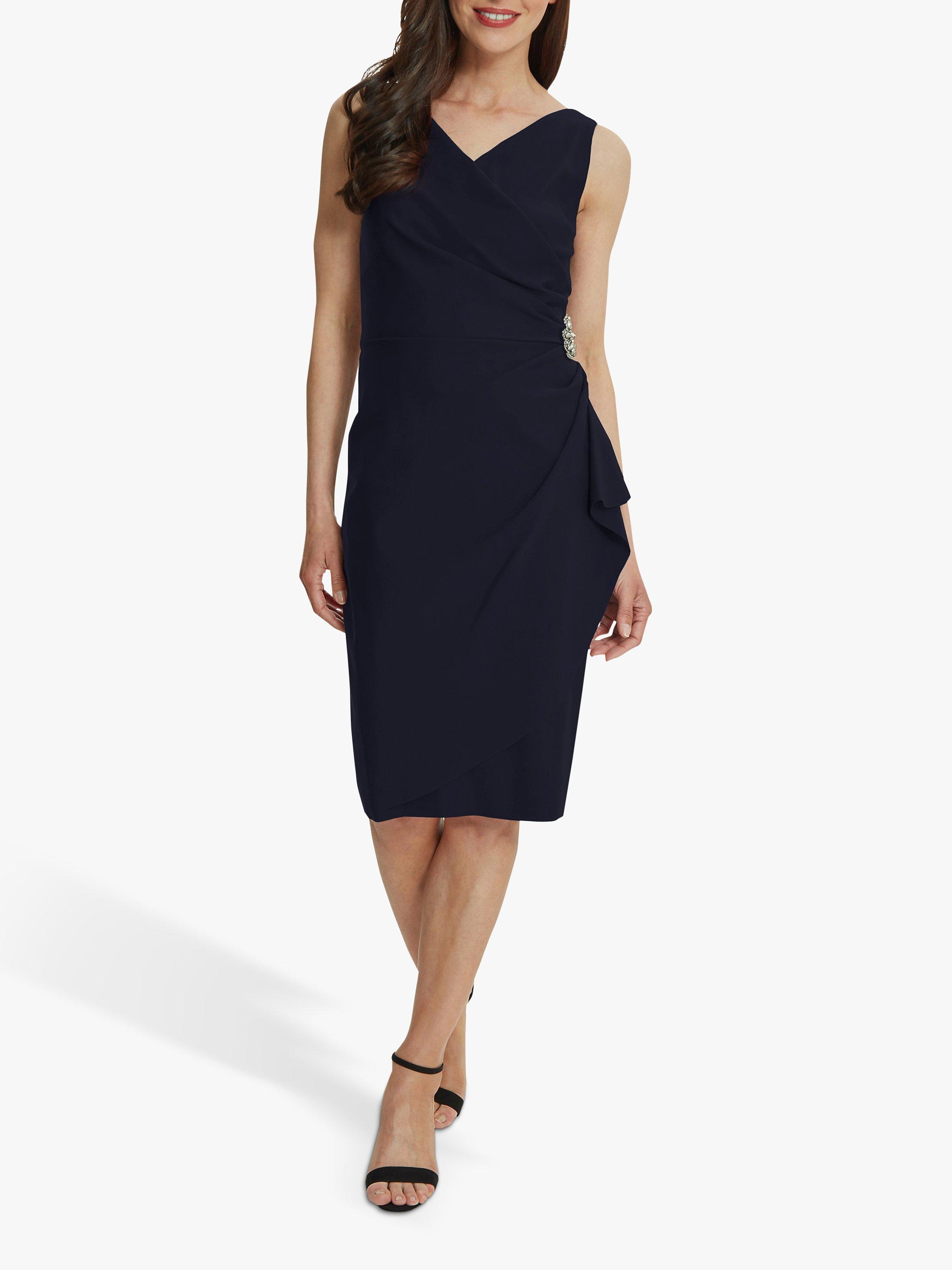 Gina Bacconi Sherry Crystal Embellishment Wrap Dress, Navy, 18