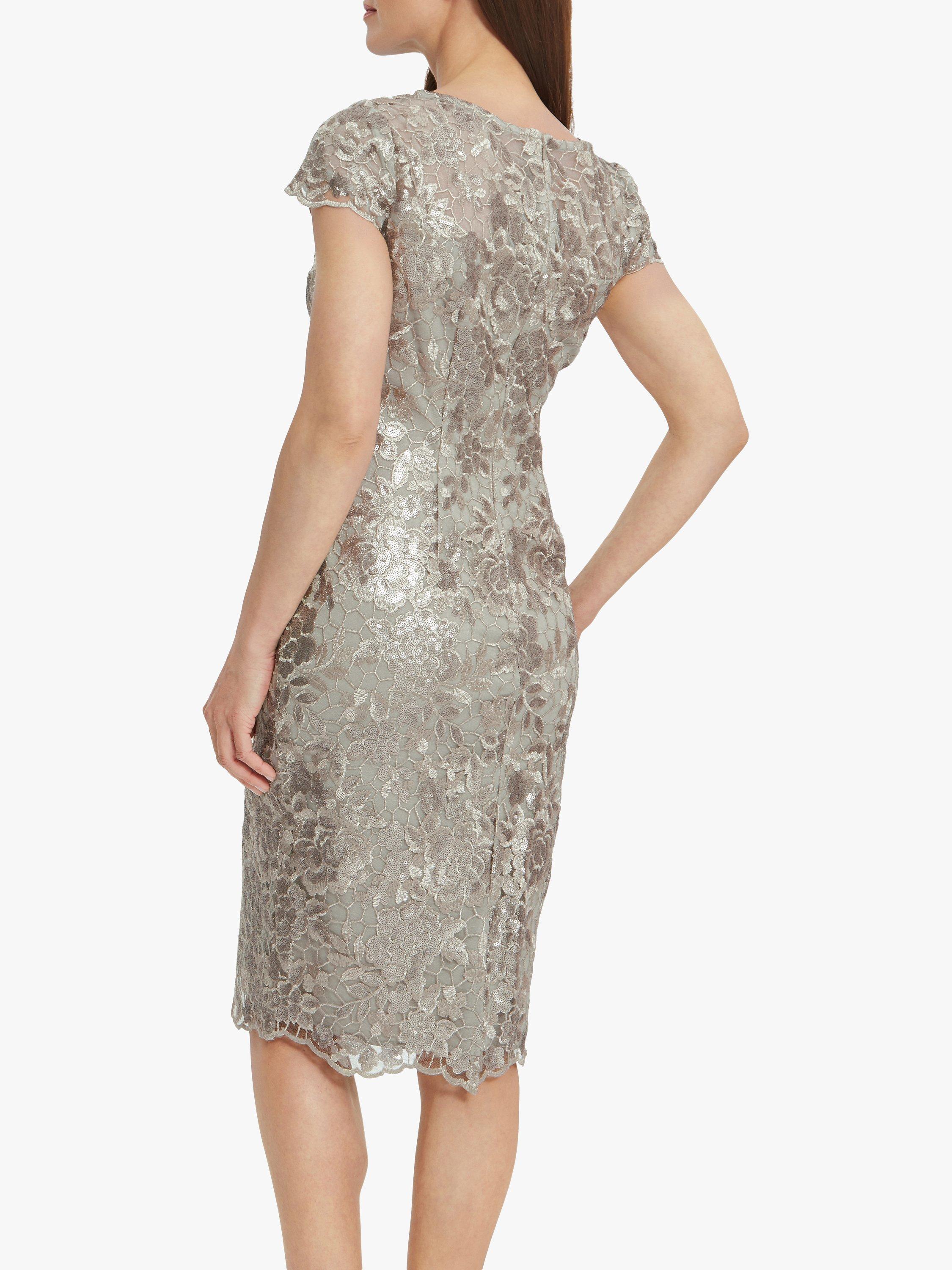 Product image 2 of 5, which shows Gina Bacconi Dorris Sequin Dress, Taupe, 14