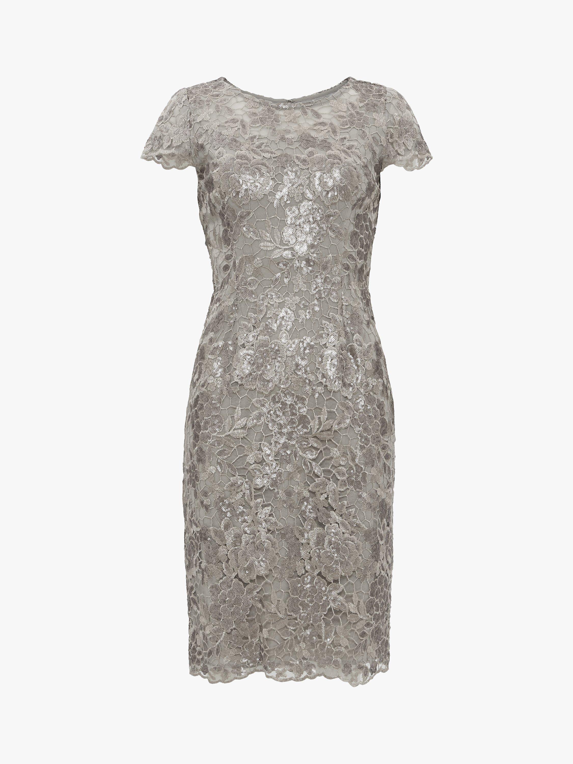 Product image 4 of 5, which shows Gina Bacconi Dorris Sequin Dress, Taupe, 14