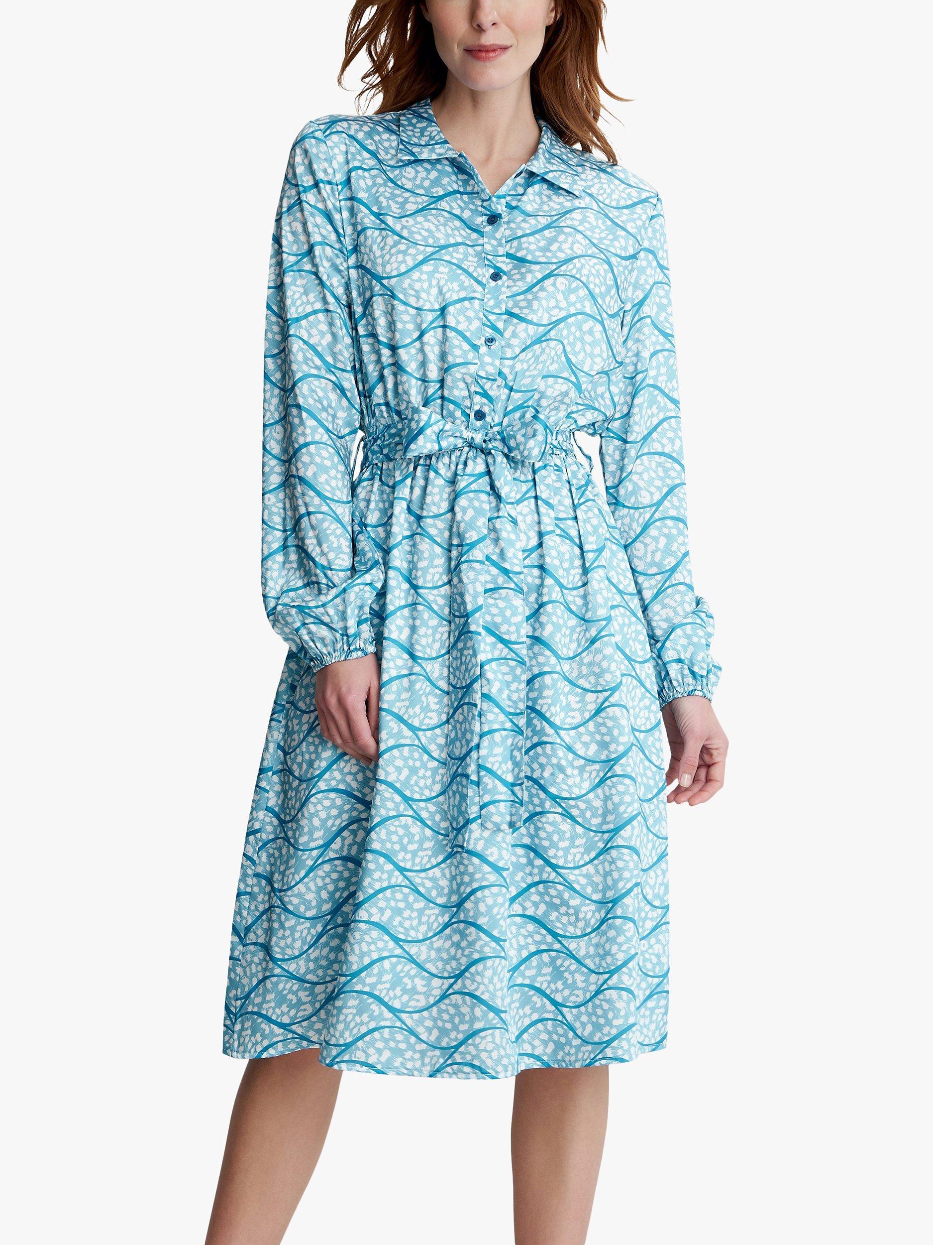 Product image 1 of 5, which shows Gina Bacconi Rotem Long Sleeve Shirt Dress, Turquoise, L