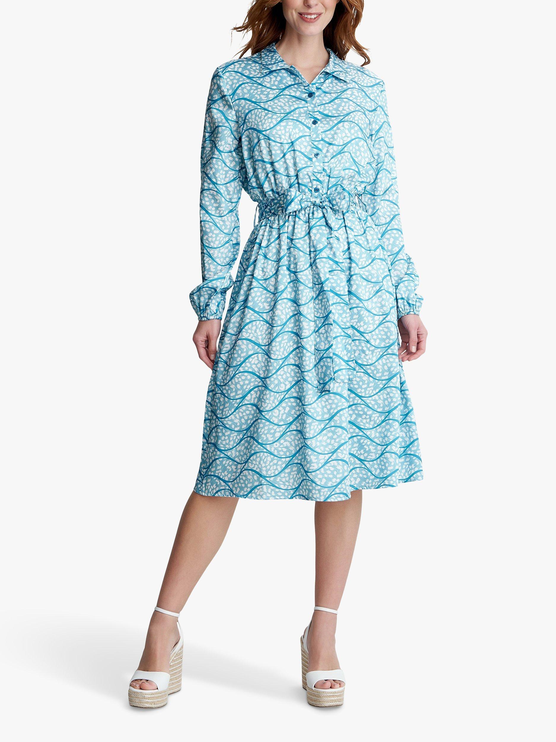 Product image 3 of 5, which shows Gina Bacconi Rotem Long Sleeve Shirt Dress, Turquoise, L