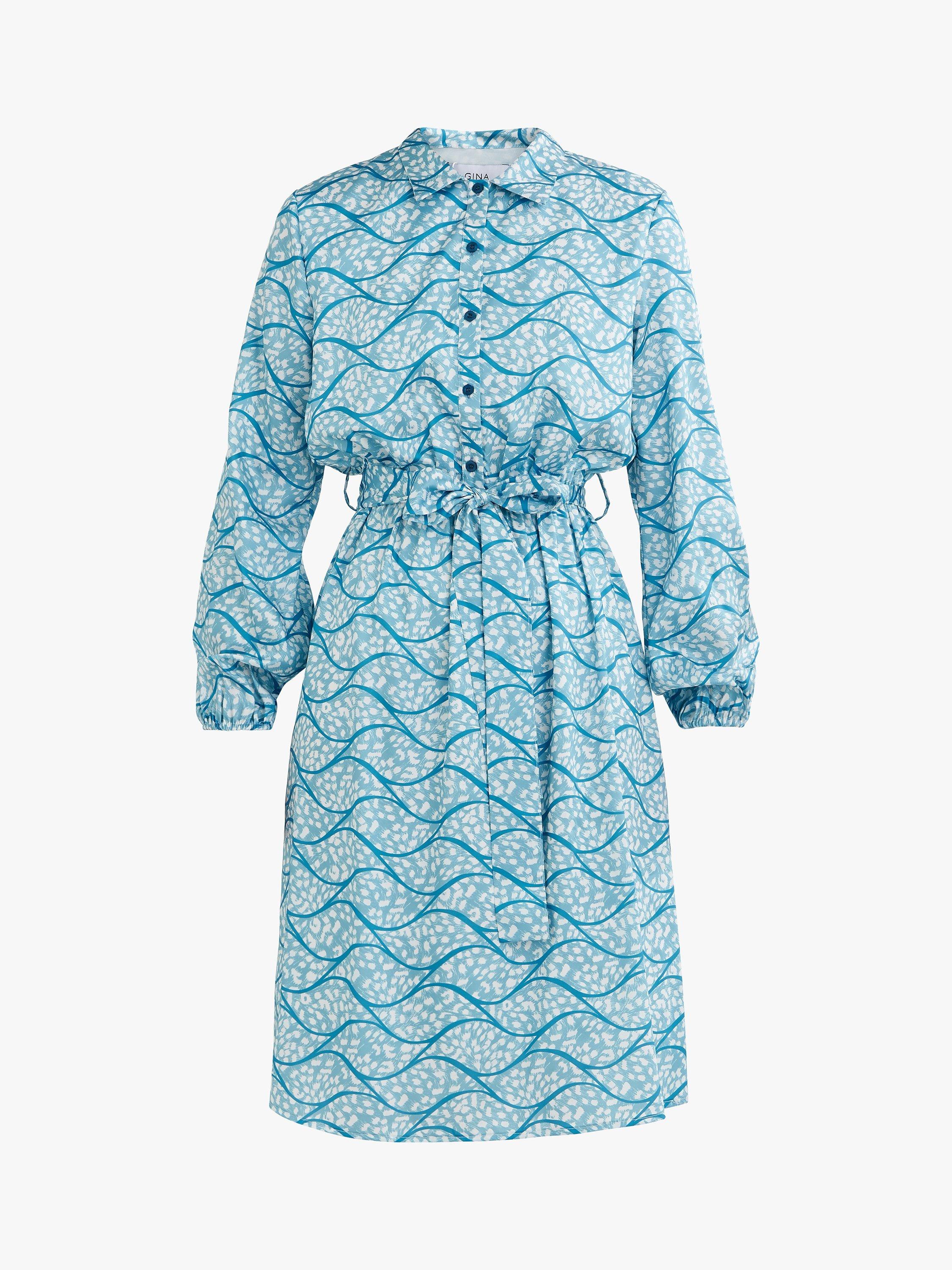 Product image 4 of 5, which shows Gina Bacconi Rotem Long Sleeve Shirt Dress, Turquoise, L