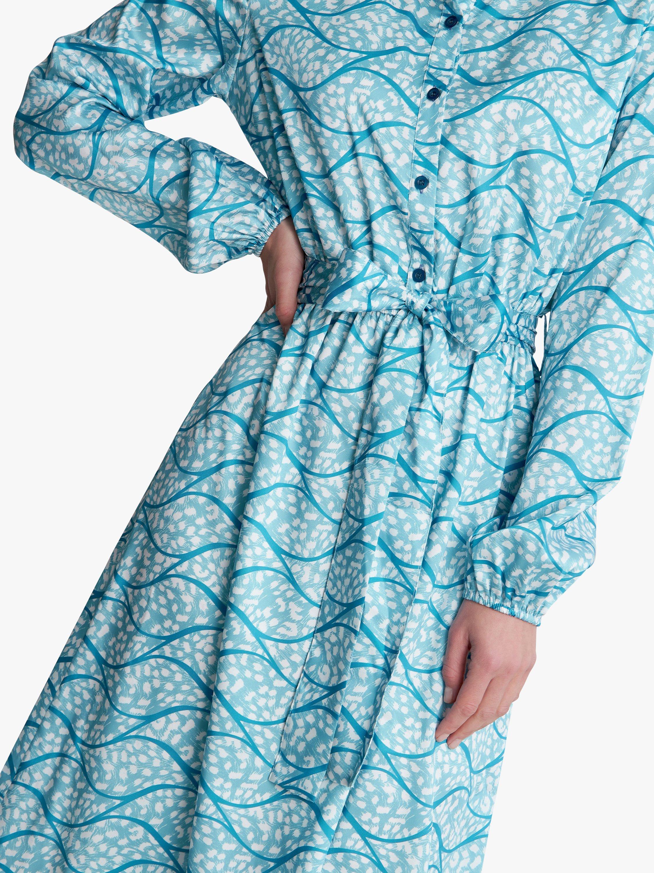Product image 5 of 5, which shows Gina Bacconi Rotem Long Sleeve Shirt Dress, Turquoise, L