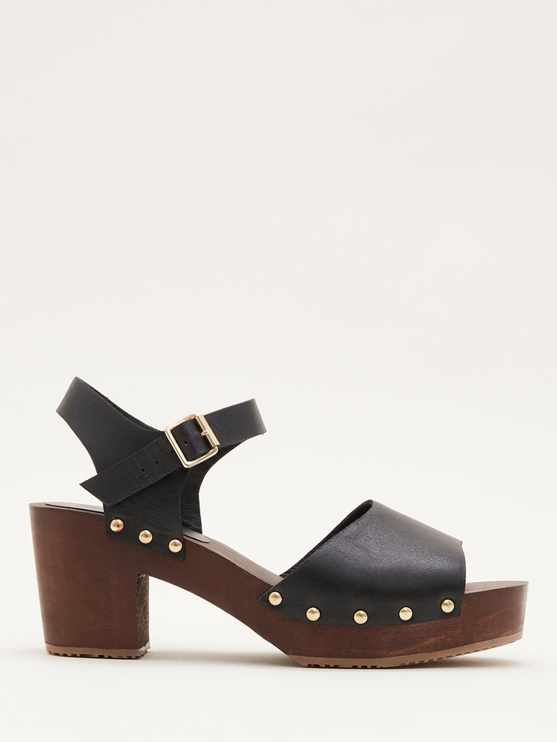 Phase Eight Leather Clog Sandals, Black