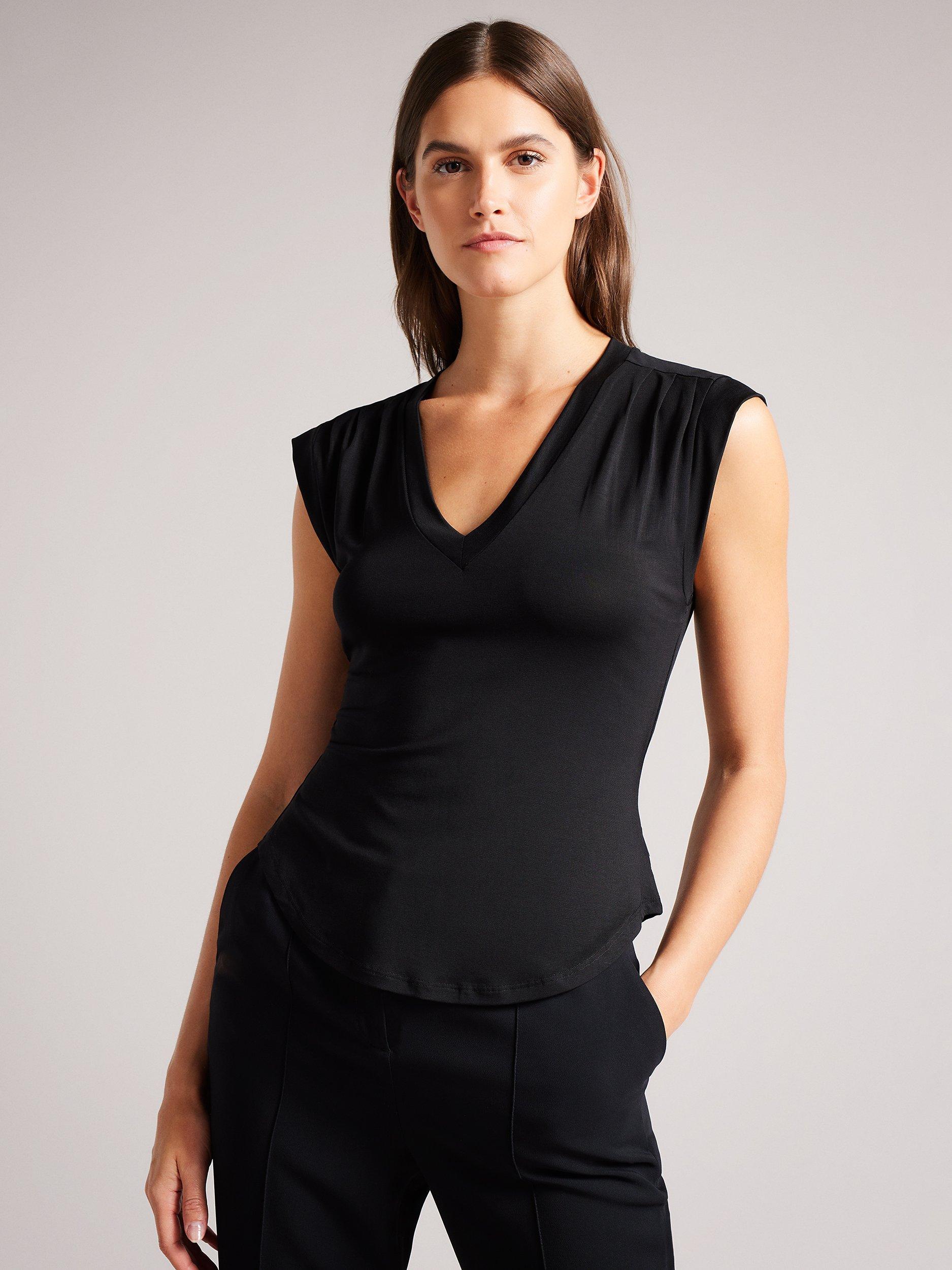 Ted Baker Brilyan V-Neck Top, Black, 16