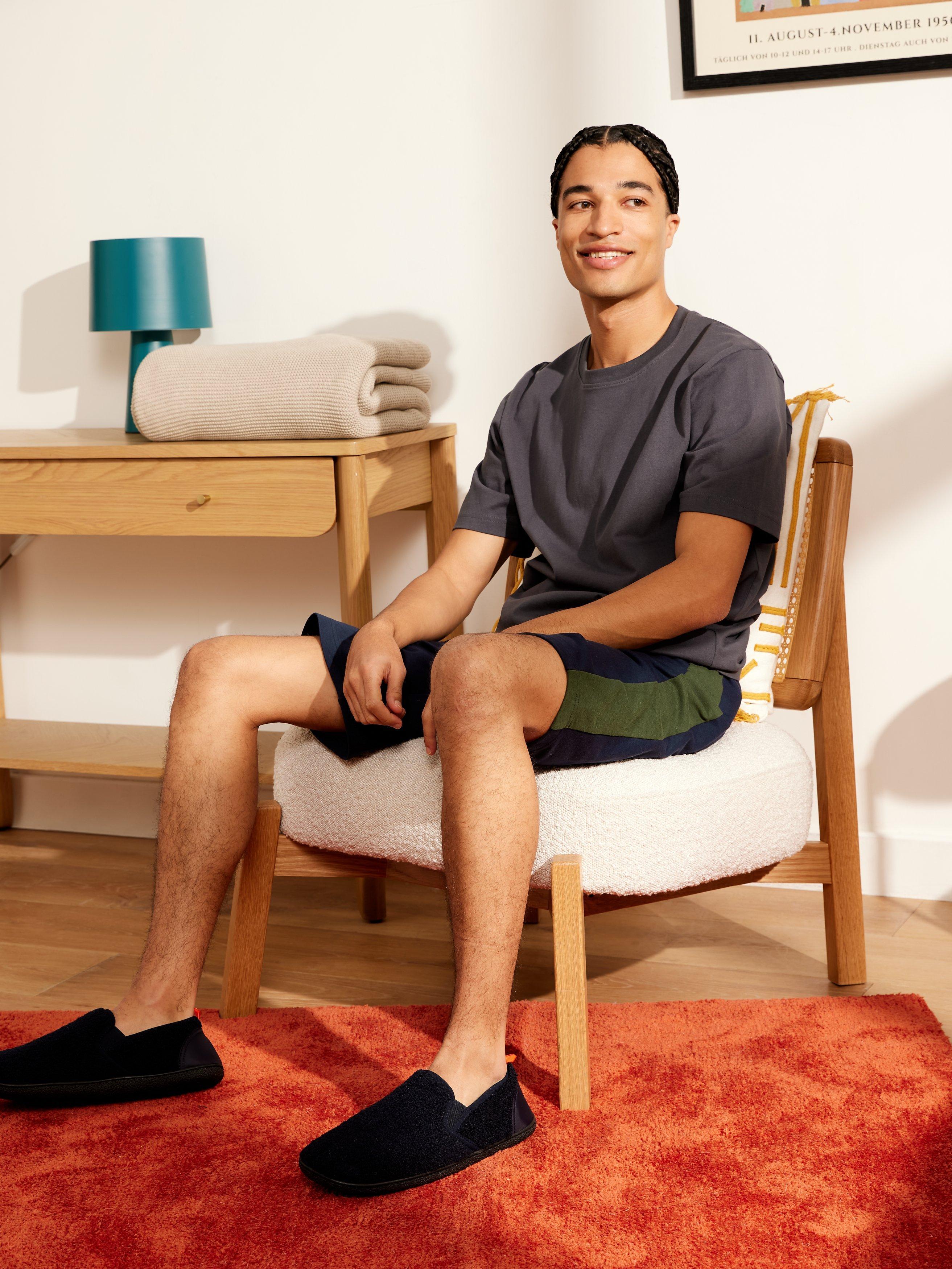 John Lewis ANYDAY Panel Cotton Lounge Shorts, Khaki/Navy