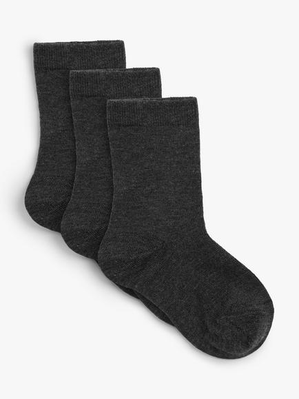 John Lewis Kids' Supersoft Thermal Ankle Socks, Pack of 3, Charcoal, Charcoal