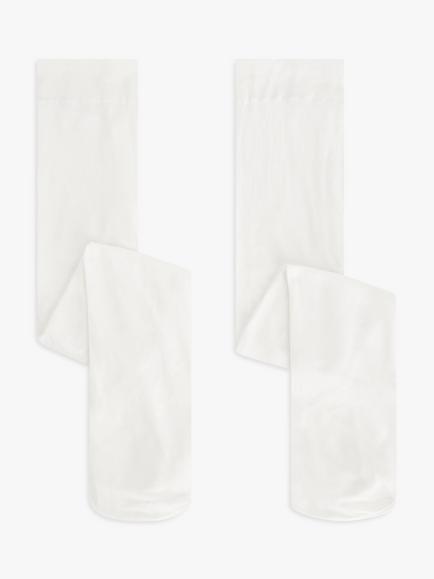 John Lewis Kids' Opaque Tights, Pack of 2, White