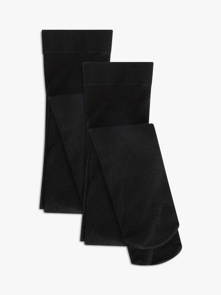 John Lewis Kids' Wool Mix Tights, Pack of 2, Black