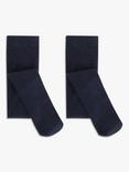 John Lewis Kids' Wool Mix Tights, Pack of 2, Navy