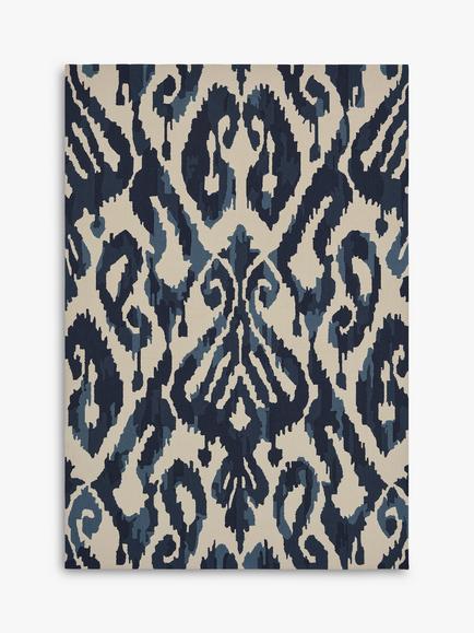 Sanderson Kasuri Indoor & Outdoor Rug, Blue, Blue