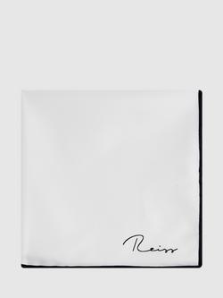 Reiss Ceremony Silk Pocket Square, White