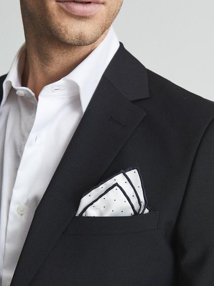 Reiss Liam Silk Pocket Square - view 2, White