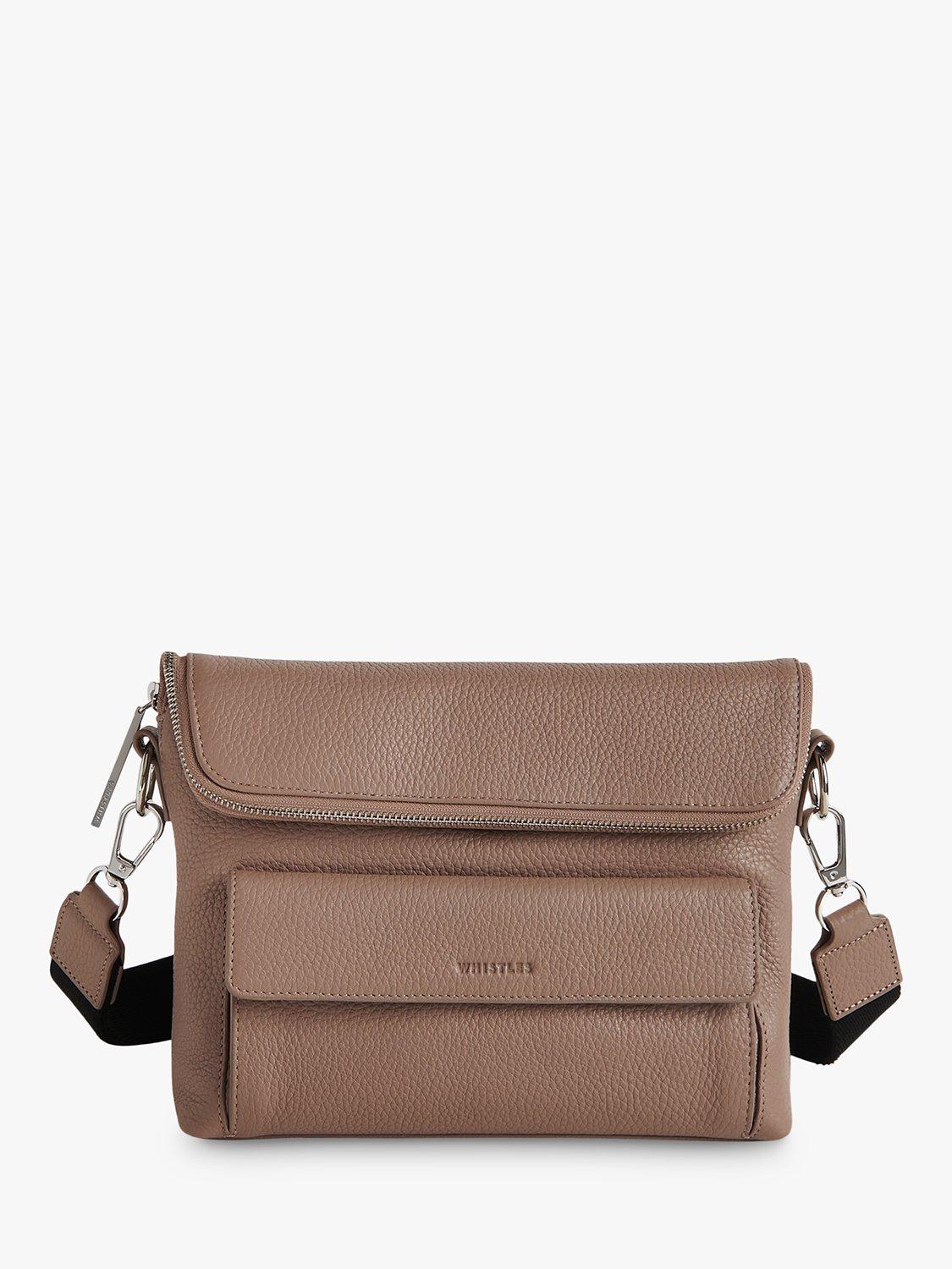 Whistles Vida Leather Cross Body Bag Taupe