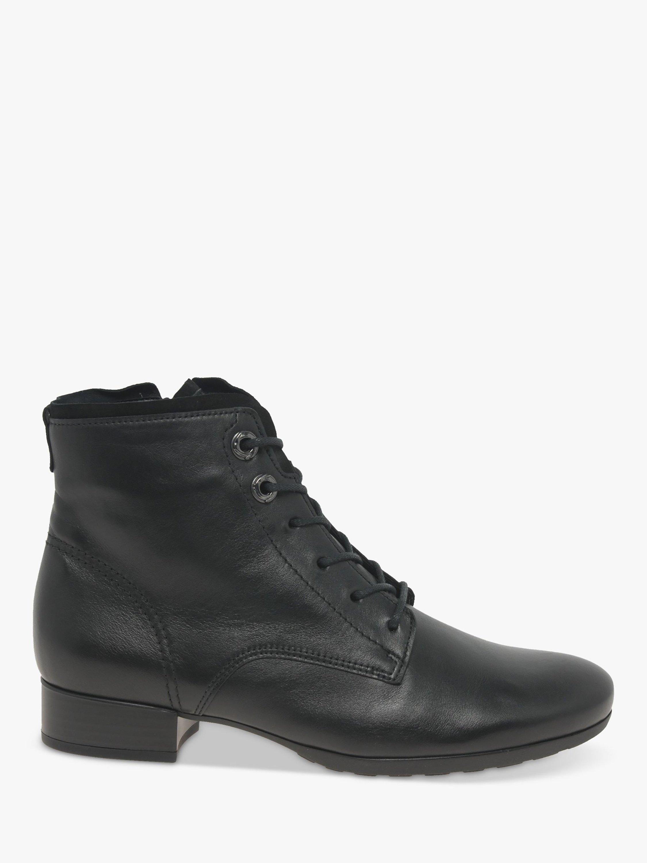 Gabor Boat Wide Fit Leather Ankle Boots Black