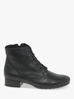 Gabor Boat Wide Fit Leather Ankle Boots, Black, Black