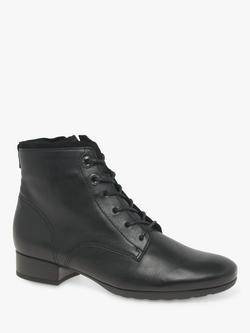 Gabor Boat Wide Fit Leather Ankle Boots, Black - view 2, Black
