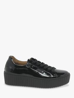 Gabor Dolly Leather Flatform Trainers, Black