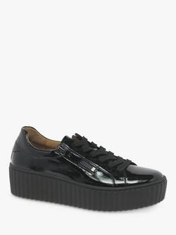 Gabor Dolly Leather Flatform Trainers - view 2, Black