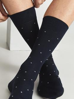 Reiss Mario Polka Dot Print Cotton Blend Socks - view 2, Navy