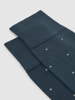 Reiss Mario Polka Dot Print Cotton Blend Socks - view 2, Airforce Blue